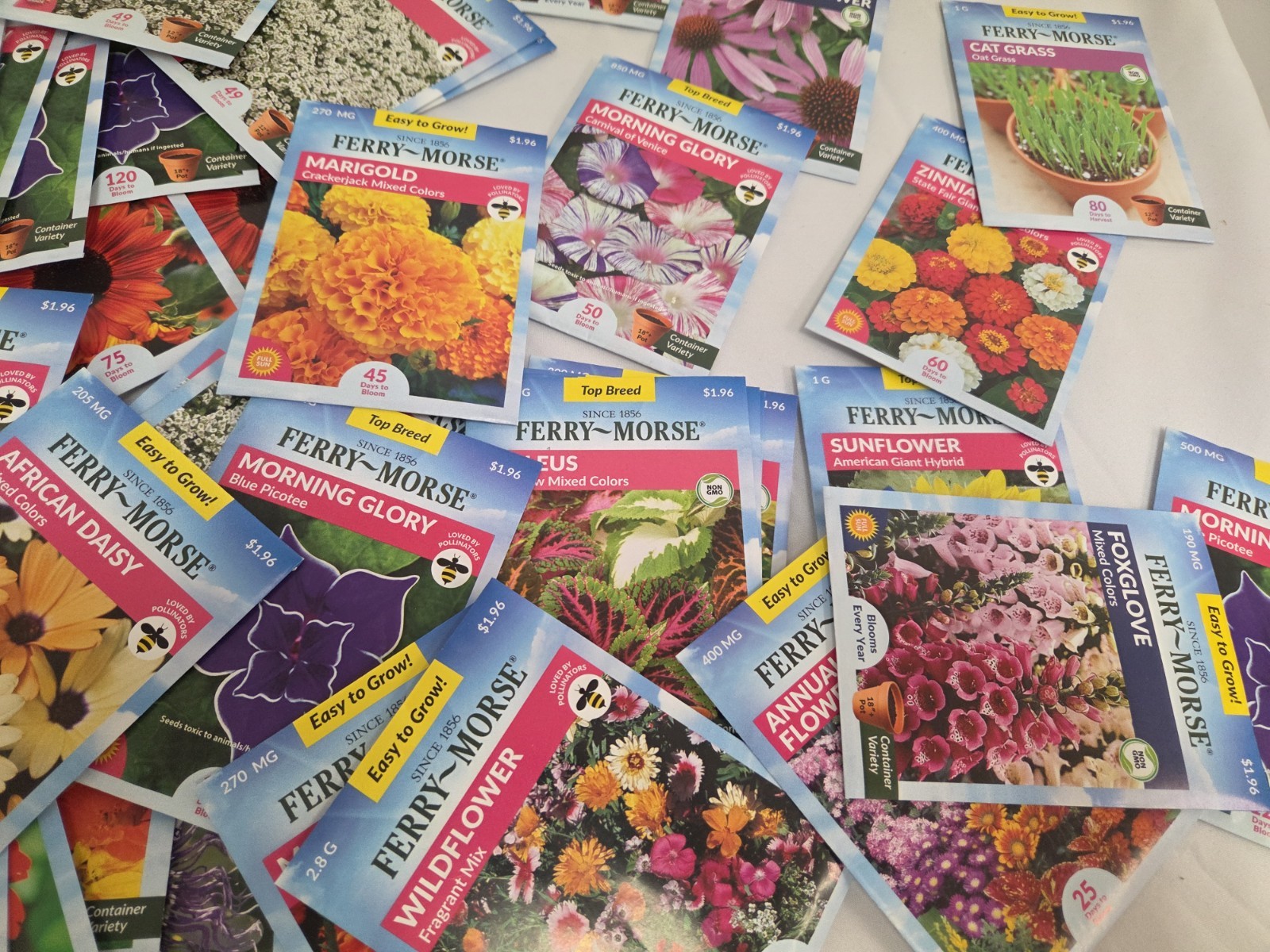 Lot Of 100 Variety Flower Seeds Packs Garden Pollinator- ALL FERRY MORSE 12/26