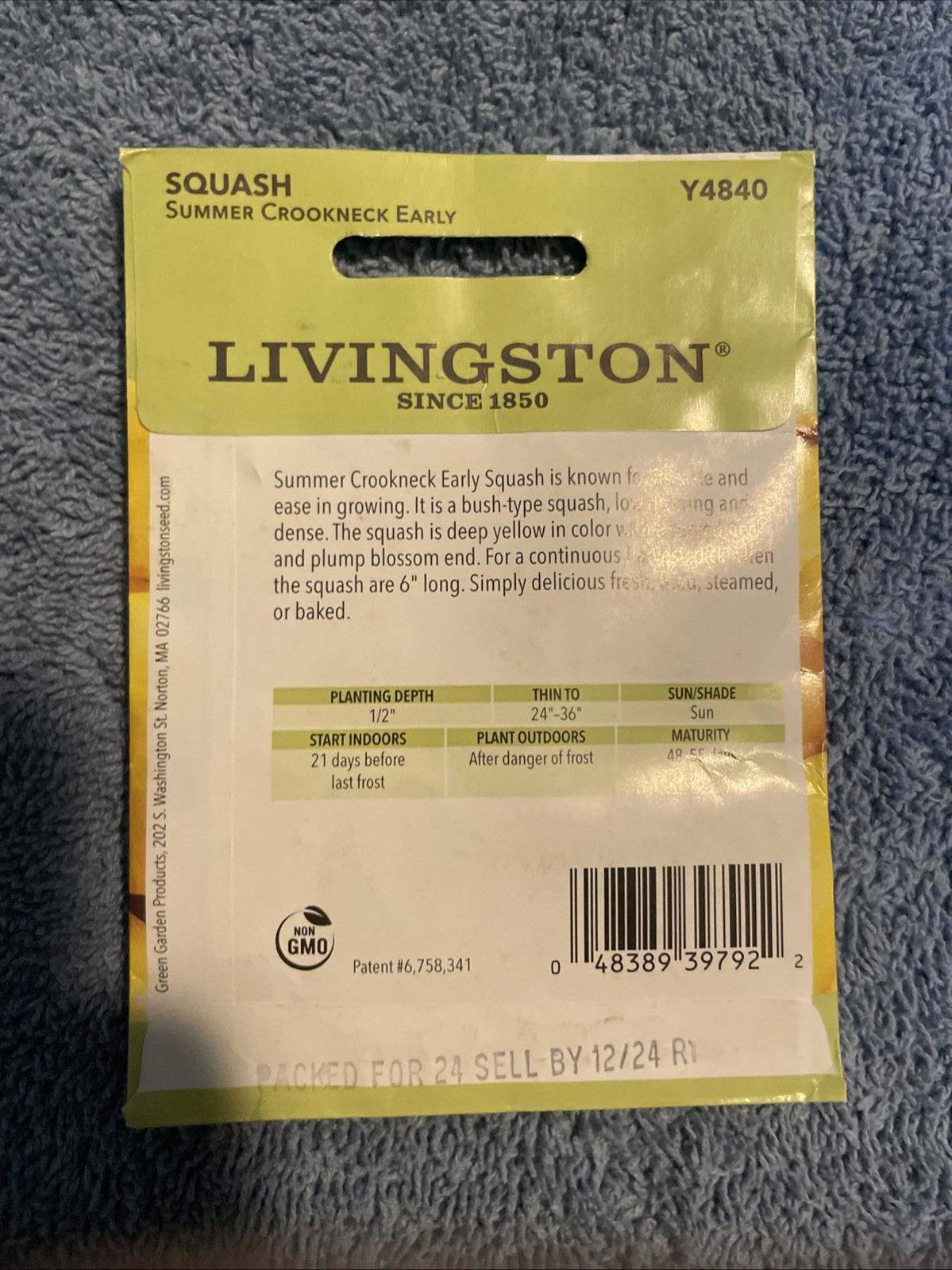 Summer CrookNeck, Early Squash Livingston Brand ￼