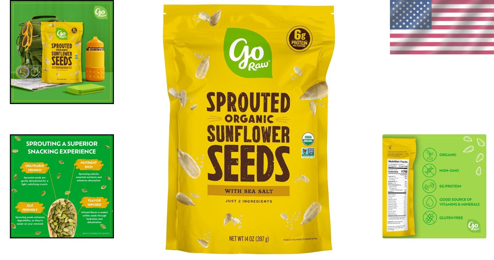 Nutrient-Dense Organic 14oz Sprouted Sunflower Seeds – Plant-Based Crunch!
