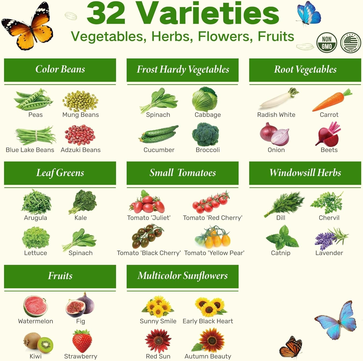 USDA Zone 3 Survival Seed Kit 32 Varieties Non GMO Heirloom Garden Seeds