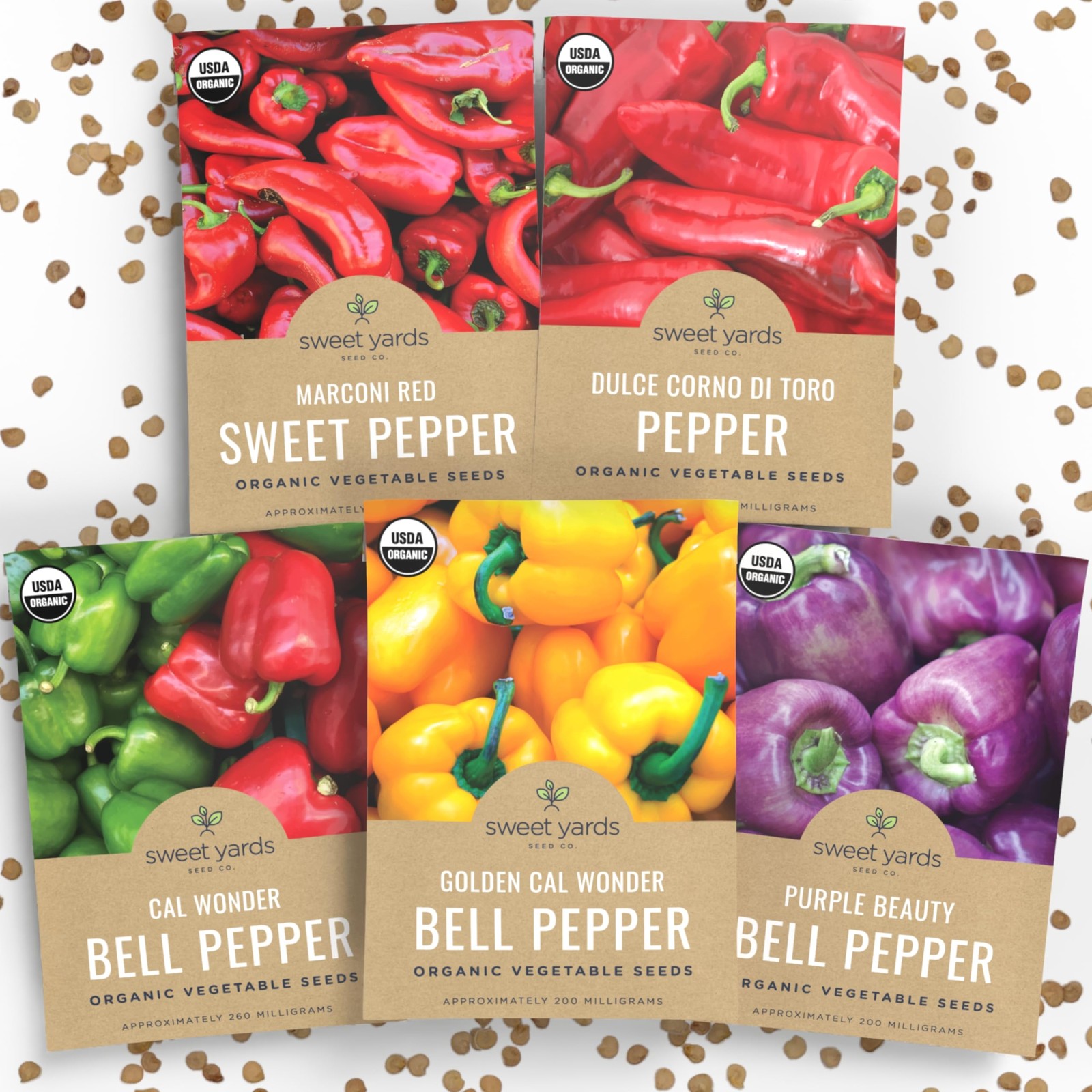 Organic Sweet Pepper Seeds Variety Pack 5 Individual Packs 2026 Season Red…
