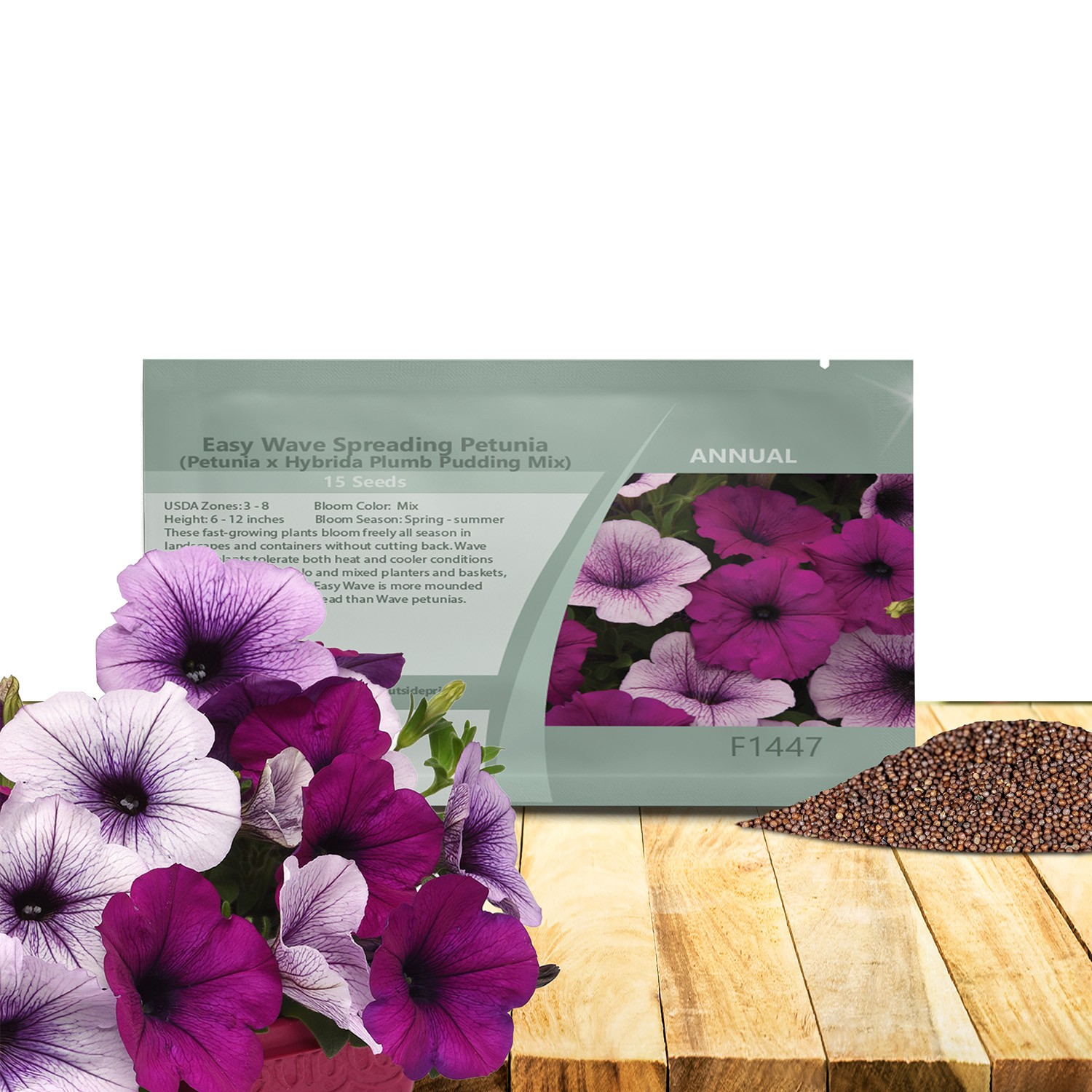 15 Seeds Easy Wave Spreading Petunia Plumb Pudding Flower Seed Mix