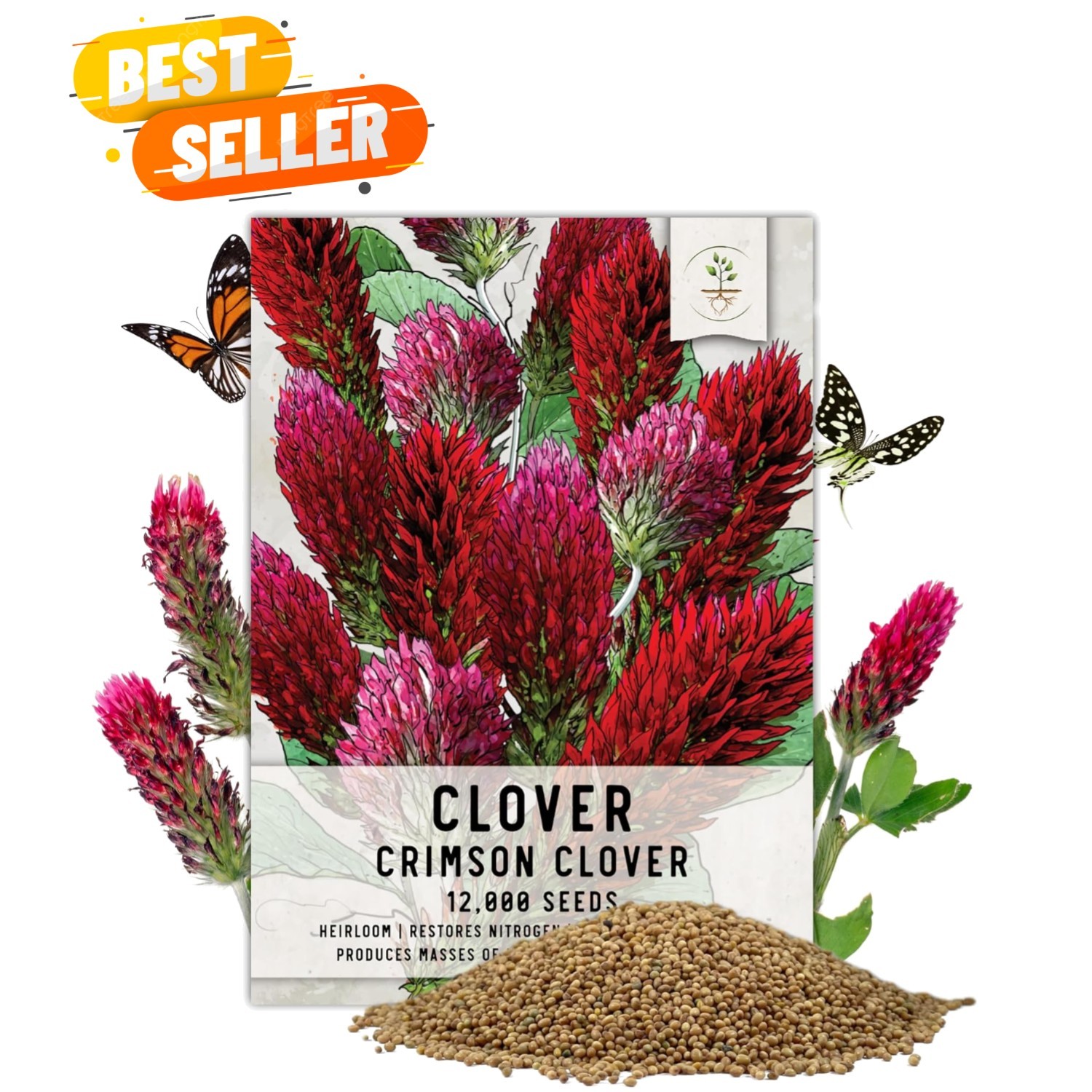 Attract Pollinators with 12,000+ Crimson Clover Seeds – Ideal for All Zones