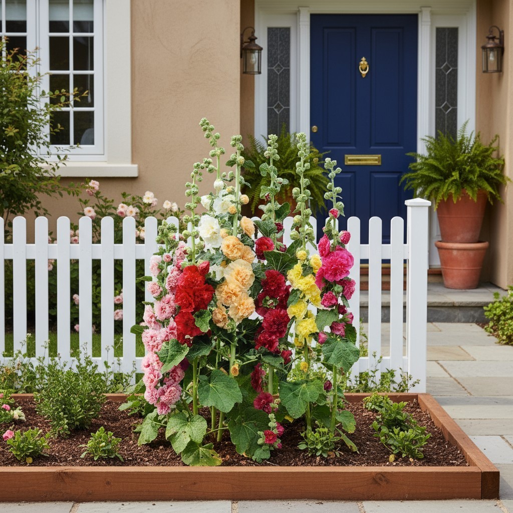 50 Double Hollyhock Seeds – Mixed Colors for Colorful Summer Borders