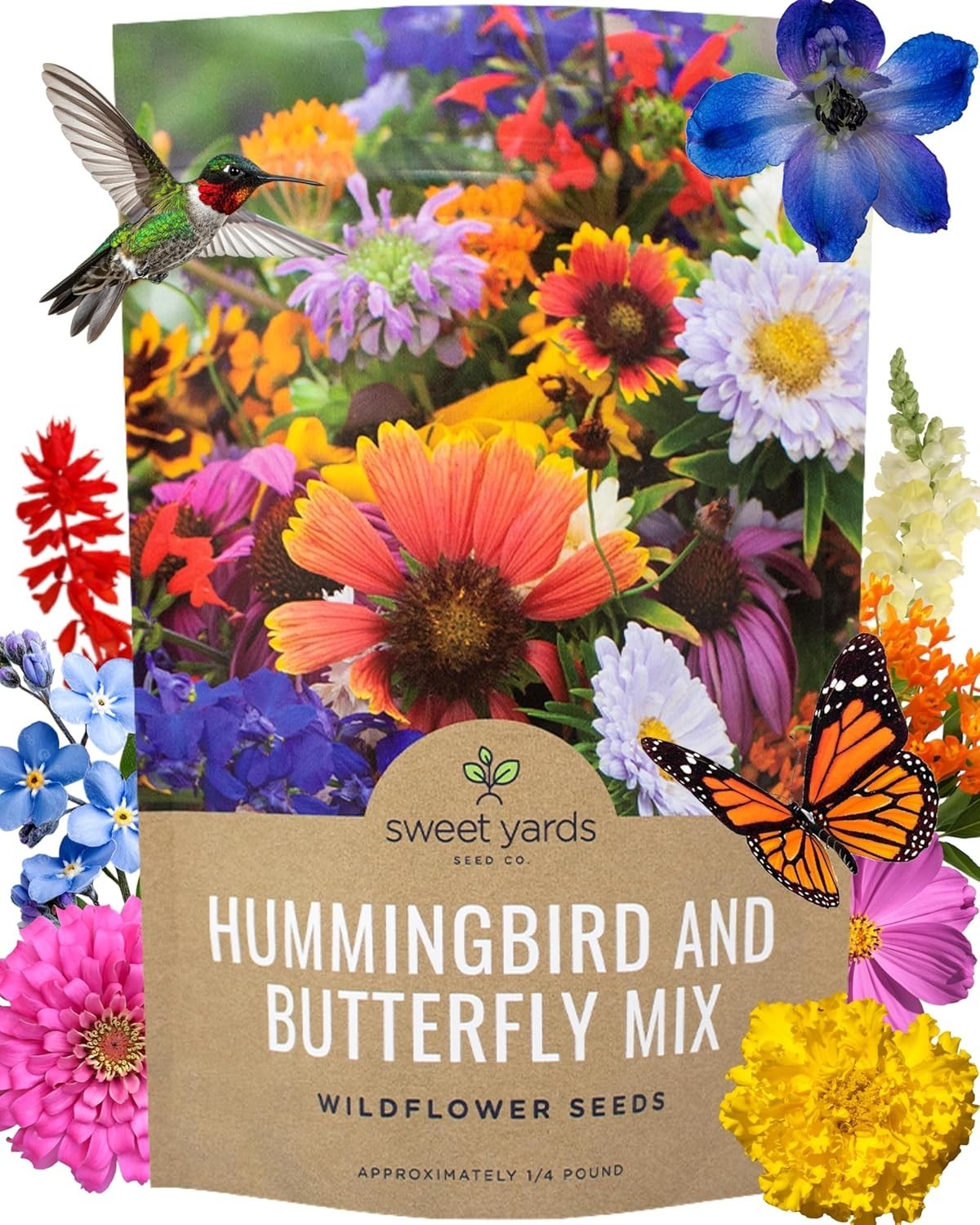 Bulk Wildflower Seeds Butterfly and Humming Bird Mix – 1/4 Pound Bag – Over 3…