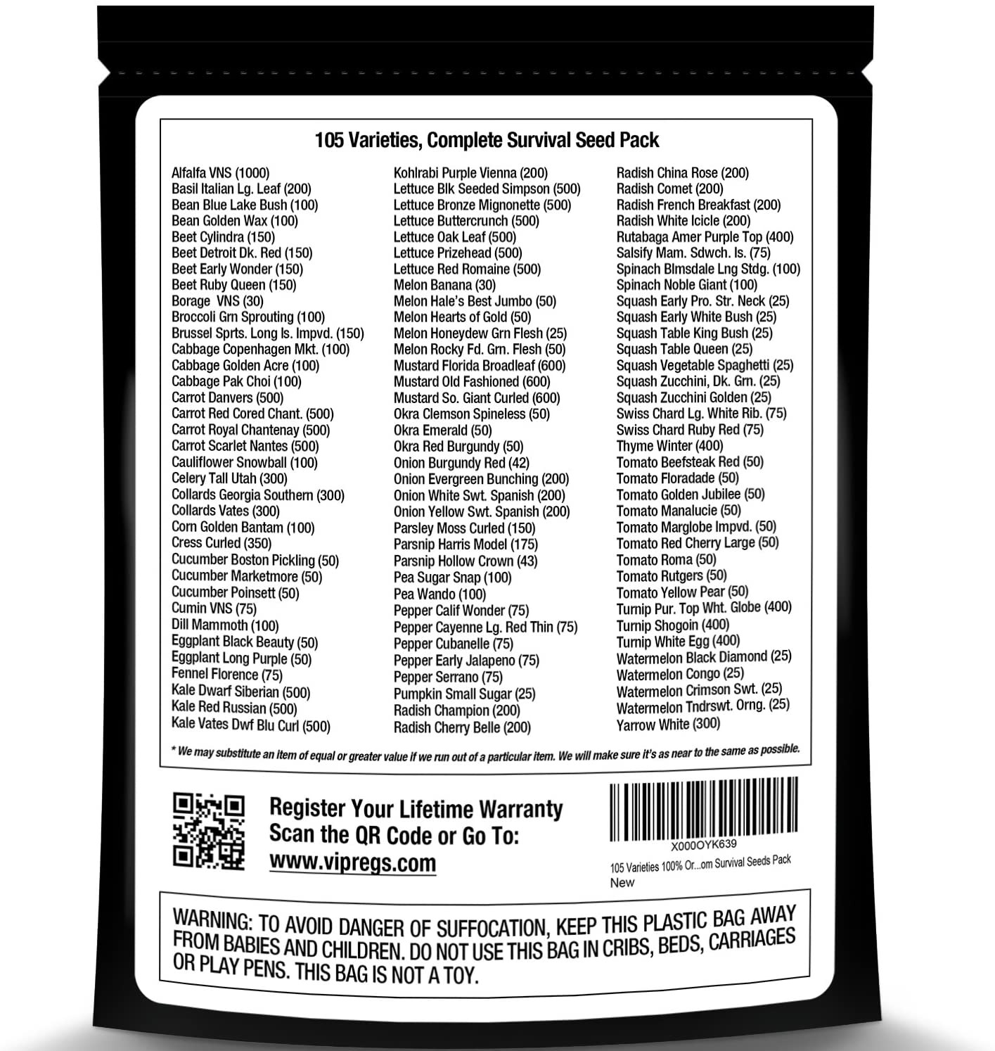 Heritage Survival Seed Vault 25 Year Storage Life Fruits Herbs and Vegetables