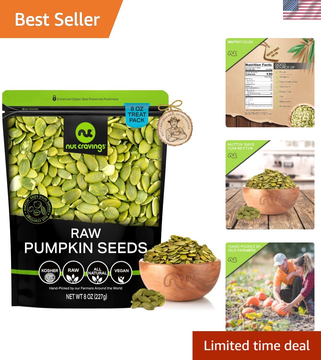 8oz Pack of Crunchy Raw Pumpkin Seeds Pepitas – Ideal for Baking & Snacking