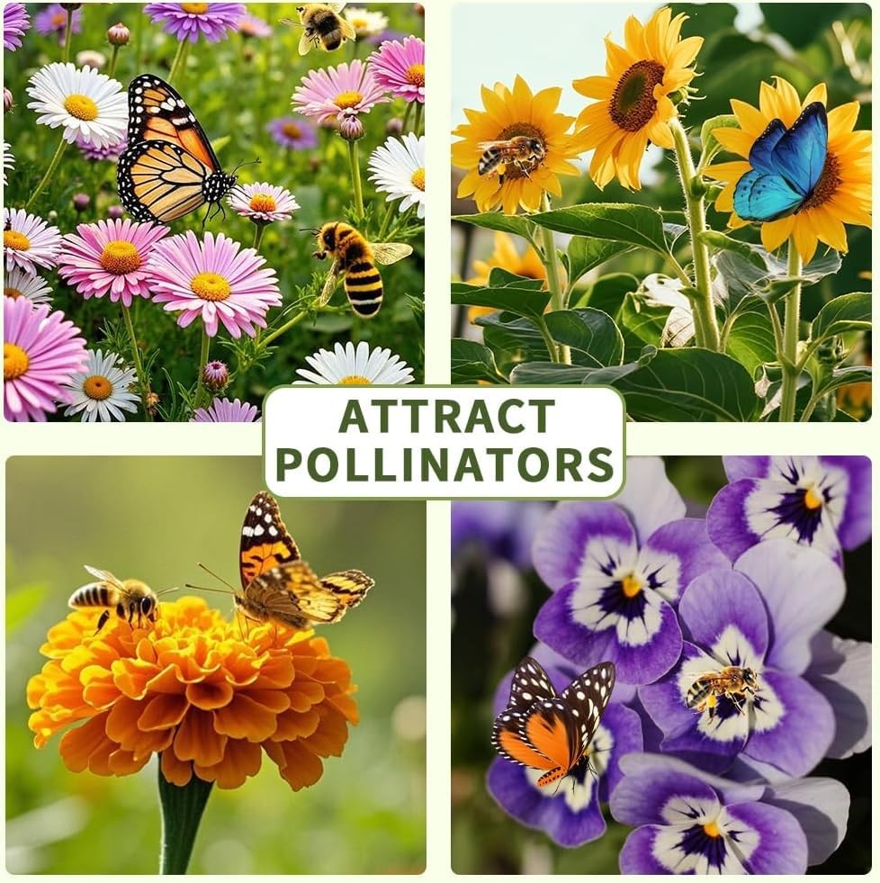 Wildflower Seed Mix – 19 Varieties Including Sunflower, Zinnia, Cosmos, Morni…