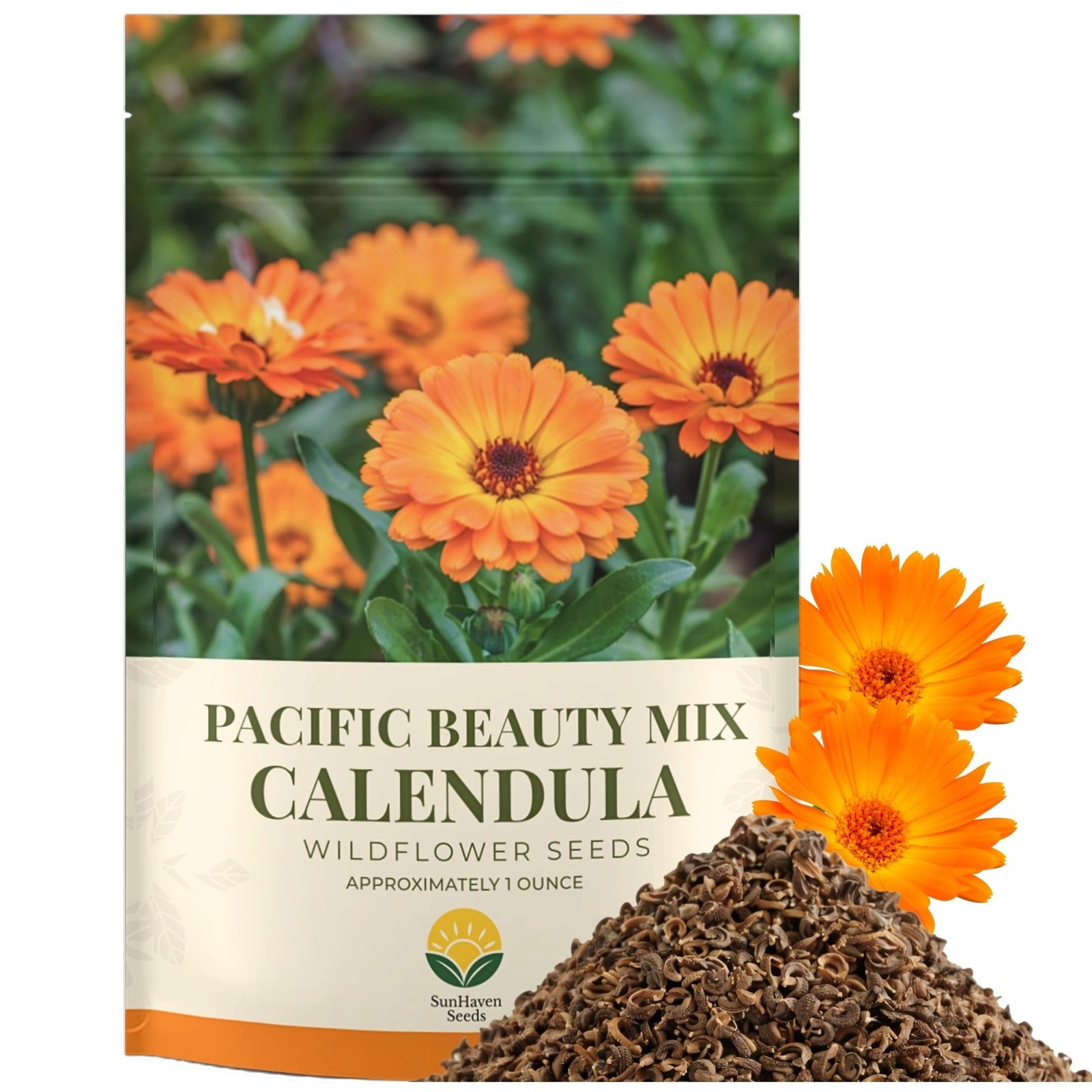 SunHaven Seeds Calendula Pacific Beauty Mix – 3,000+ Orange and Yellow