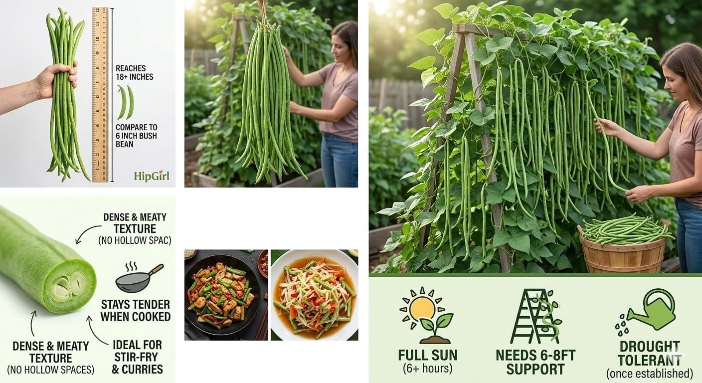Space-Saving Non-GMO Yard Long Bean Seeds – Ideal for Containers & Trellises