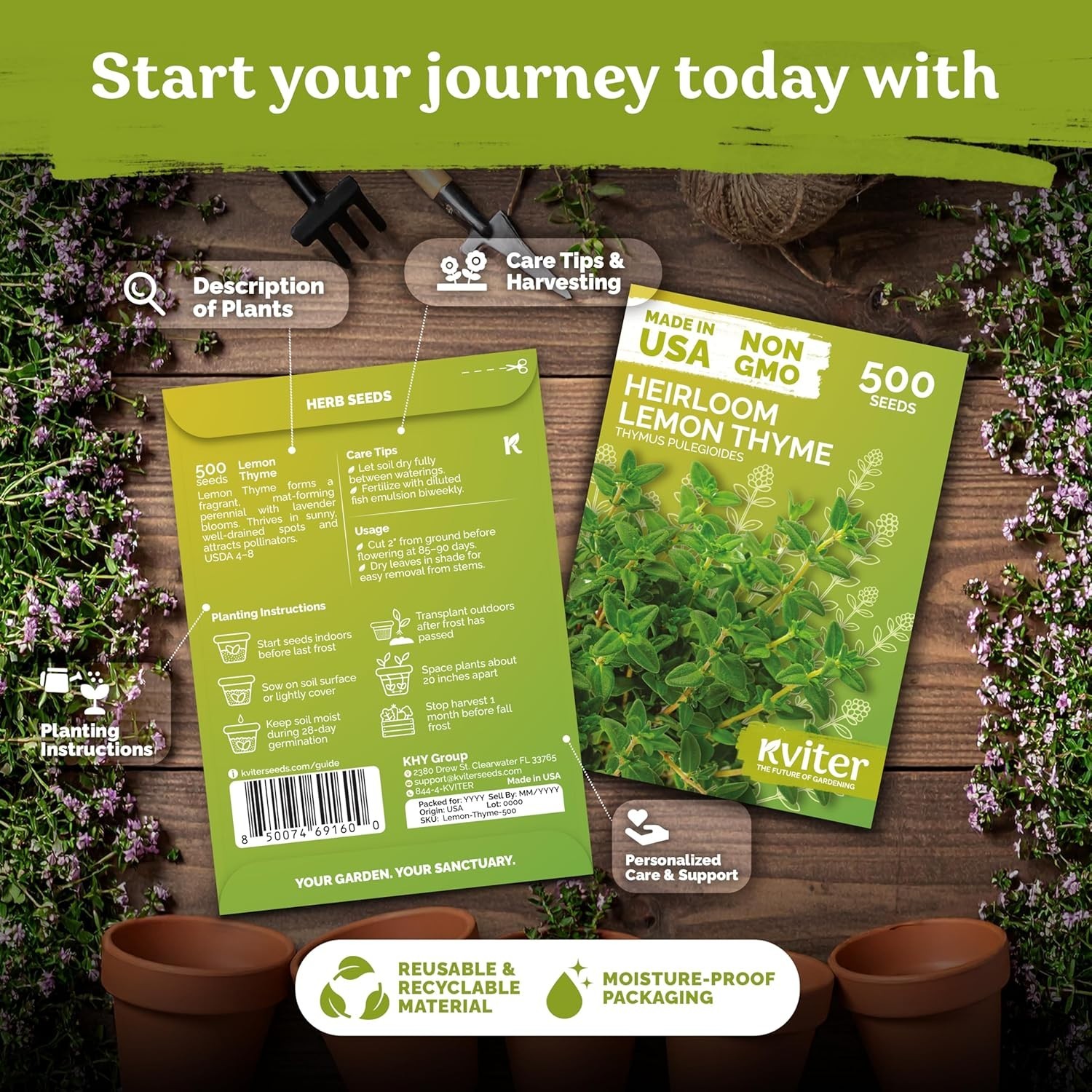 500 GMO-Free Lemon Thyme Seeds – Aromatic Ground Cover & Pollinator Friendly
