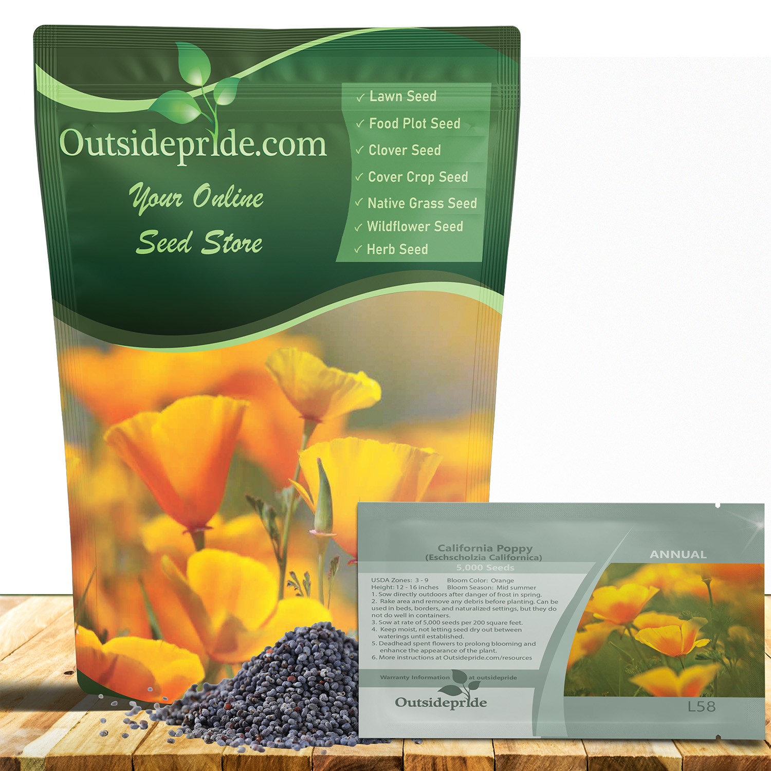 5 LBS Orange California Poppy Seeds For Planting | Eschscholzia Wild Flower