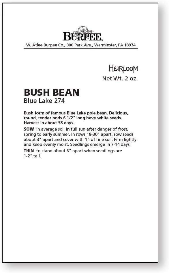Blue Lake 274 Bush Bean Seeds – GMO-Free Heirloom for Healthy Gardens, 2 Oz