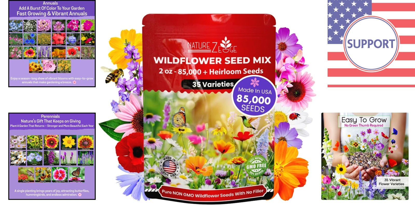 Drought Tolerant Wildflower Seeds – 2 Oz, High Germination & Fragrant Blooms