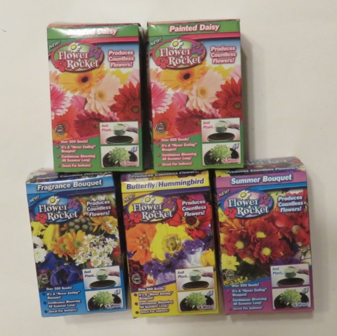 Flower Rocket Lot Of 5 Seed Packs 500 Seeds Per Box Packed for 2024-2026 NEW!!