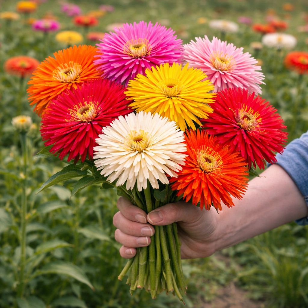 Giant Cactus Zinnia Seeds Mix Heirloom Non GMO Cut Flower