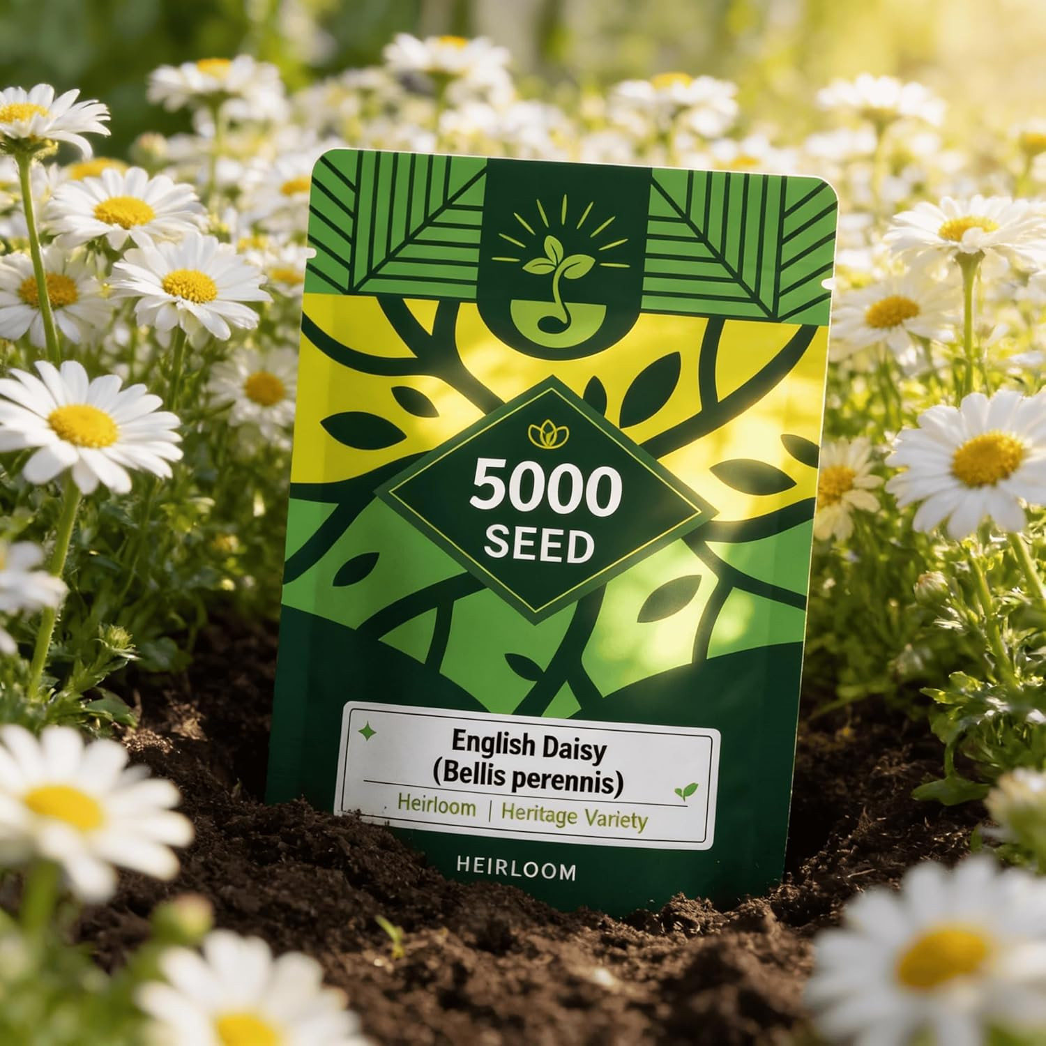 English Daisy Seeds for Planting, Tiny Daisy Buttons (Bellis Perennis)​, 5,000 C