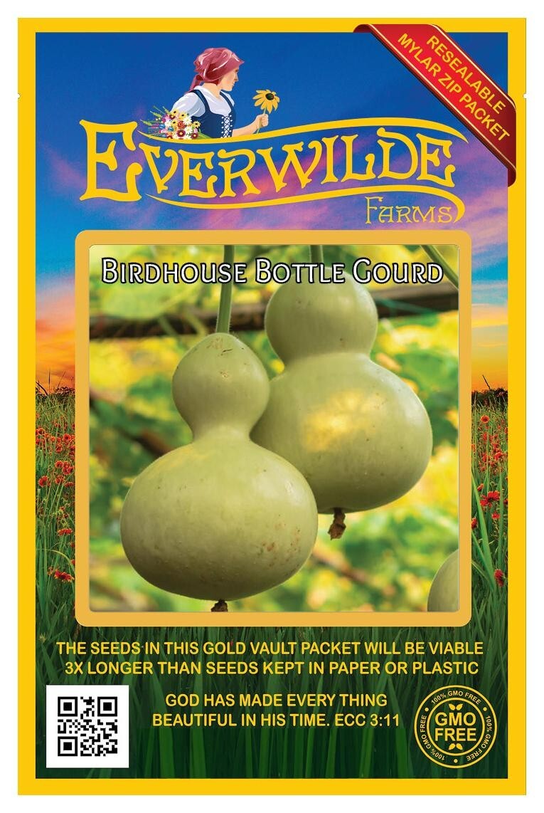 25 Birdhouse Bottle Gourd Seeds – Everwilde Farms Mylar Seed Packet