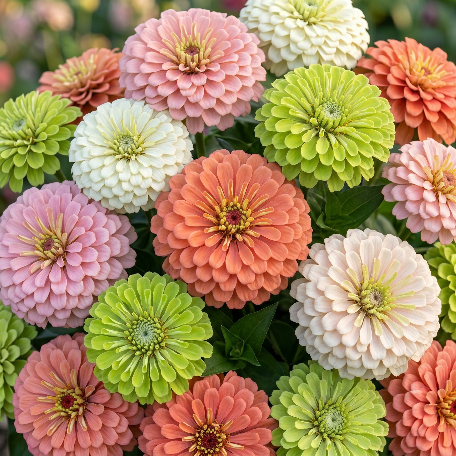 Zinnia GIGANTICA BLUSH & LIME Wedding Mix Huge Double Bloom Cut Flowers 50 Seeds