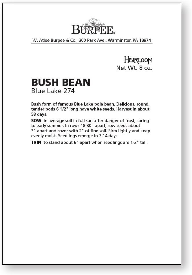 Non-GMO Blue Lake 274 Heirloom Bush Bean Seeds – 8 Oz for Delicious Harvest