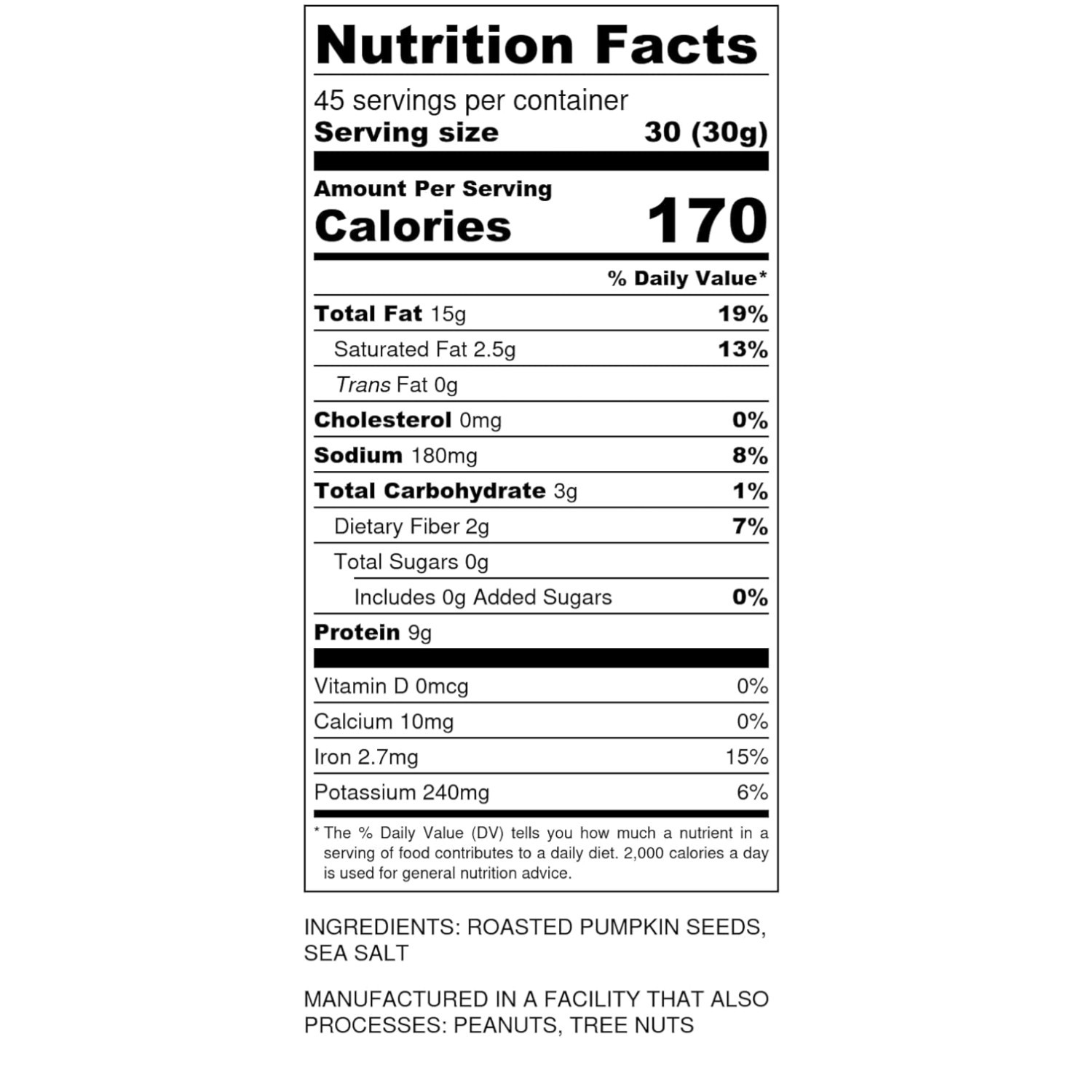 Oven Toasted Pumpkin Seeds 64 oz – Gluten & Peanut Free