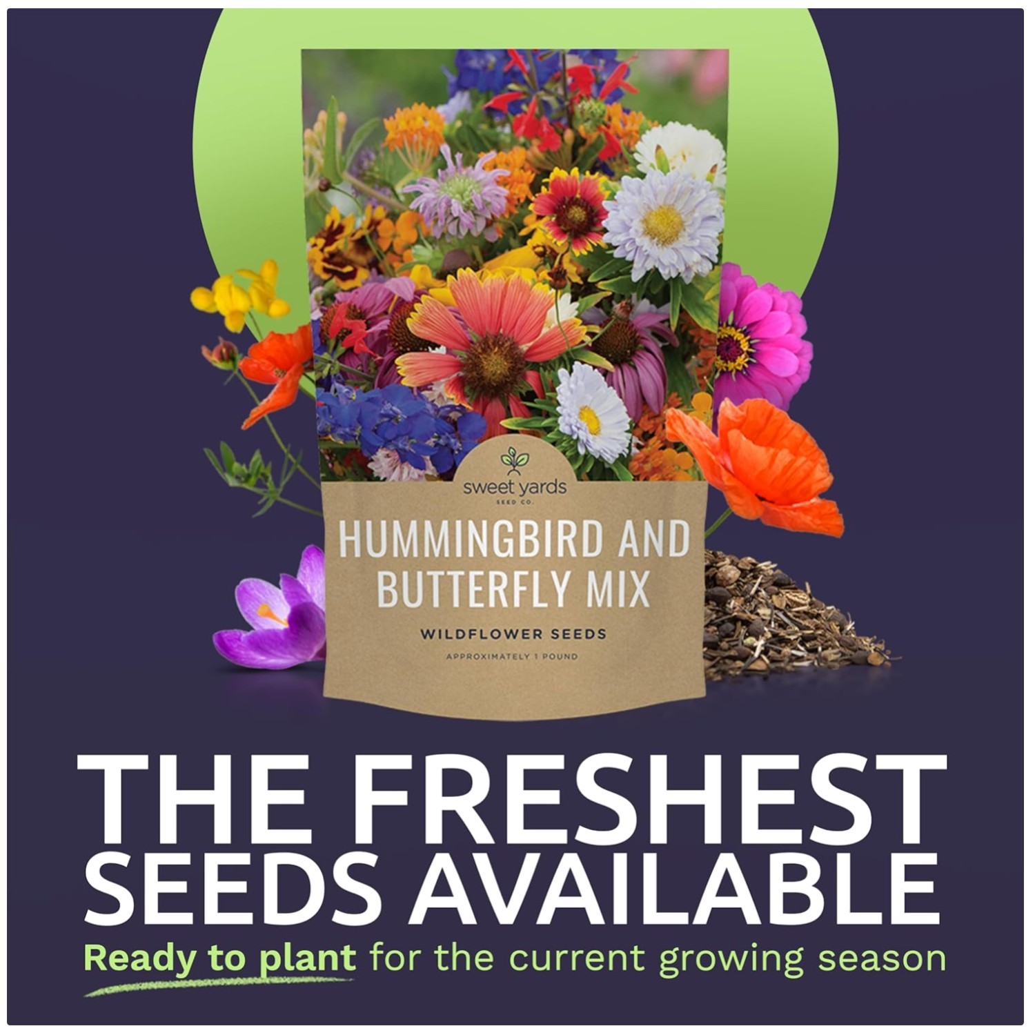 Wildflower Seeds Assortment – 1 lb Bag – 1600 Sq Ft Coverage