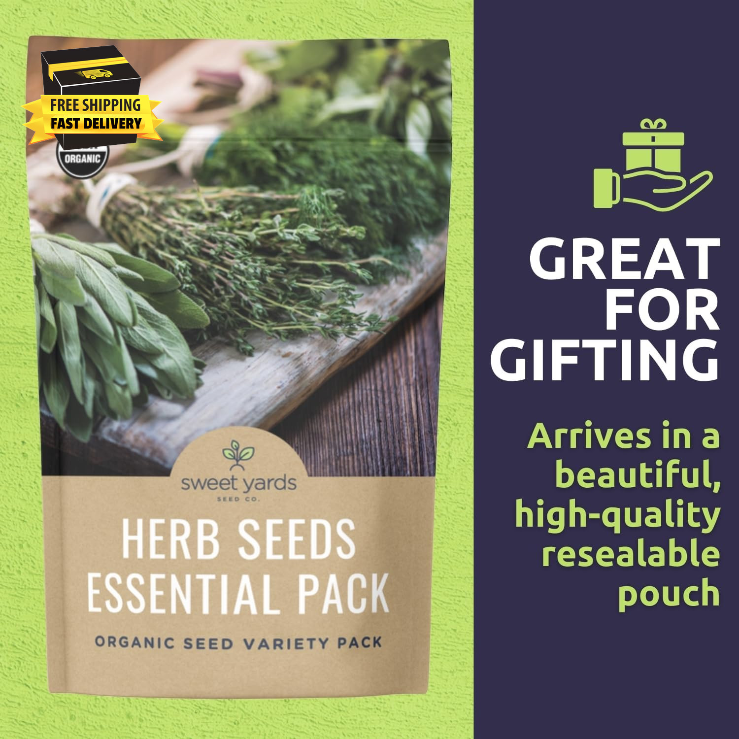 Organic Herb Seeds Variety Pack – 5 Individual Packs – 2026 Season – Basil, Oreg