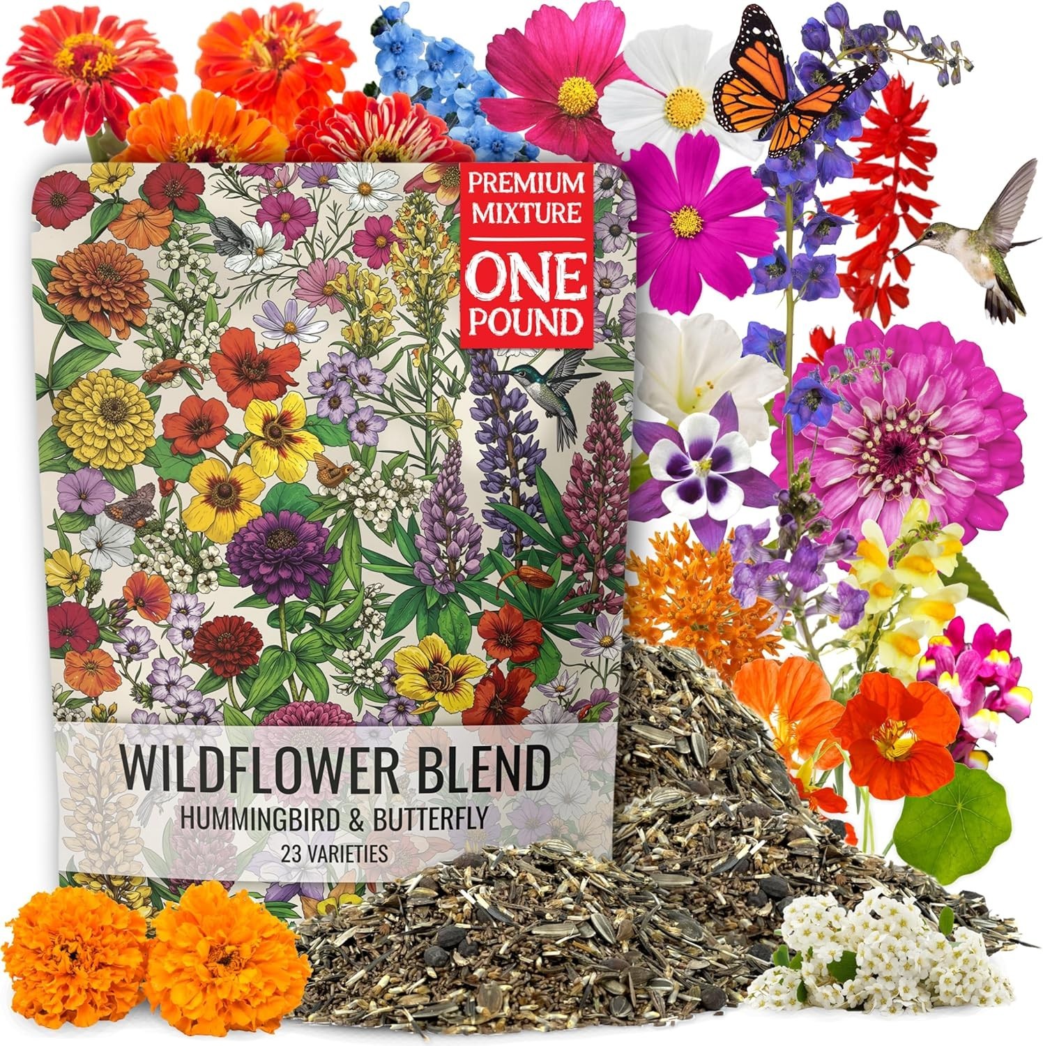 Seed Needs Hummingbird and Butterfly Wildflower Mixture NO FILLER – 1 LB