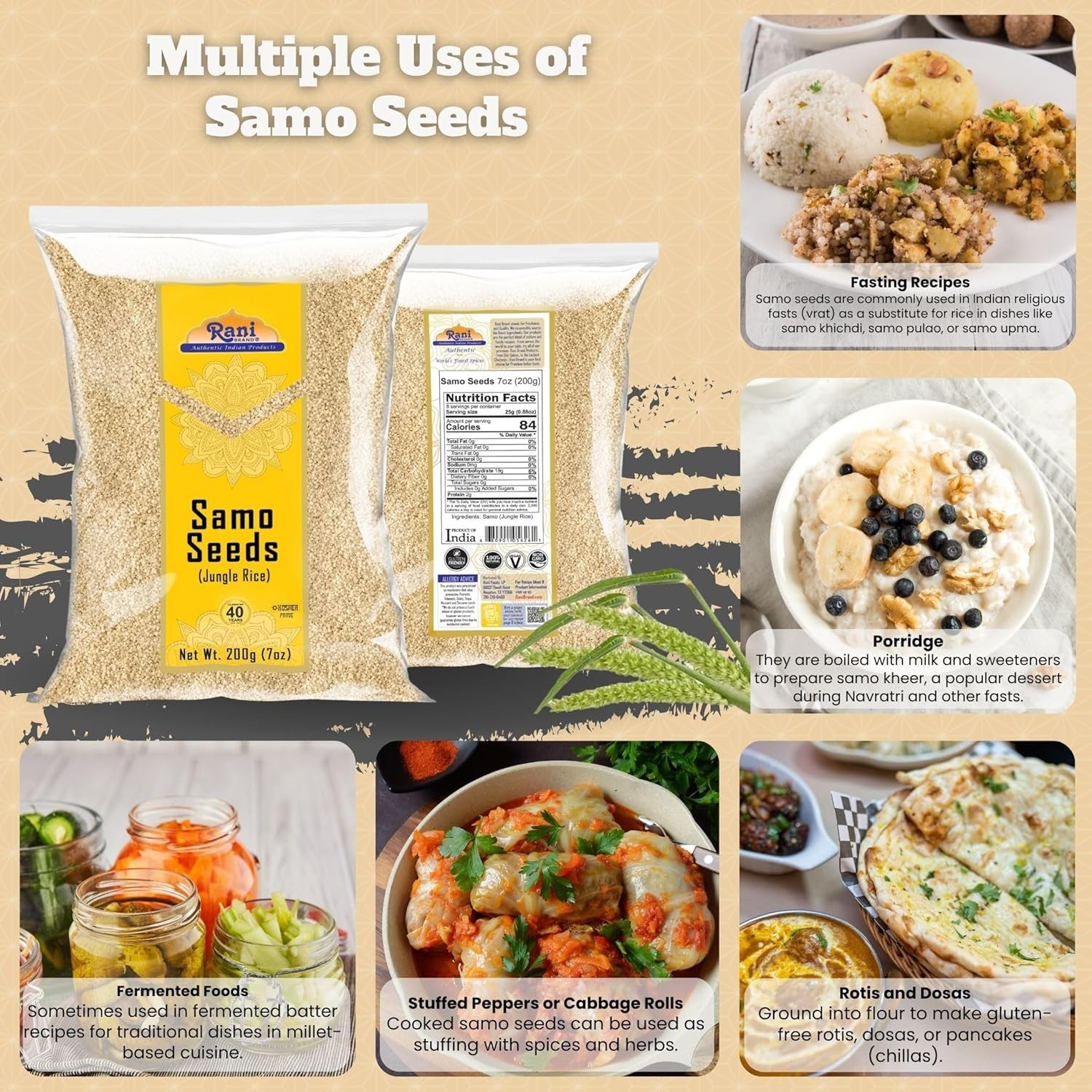 Rani Samo Seeds Whole Japanese barnyard millet/Jungle Rice/Moriyo/Samak Rice …