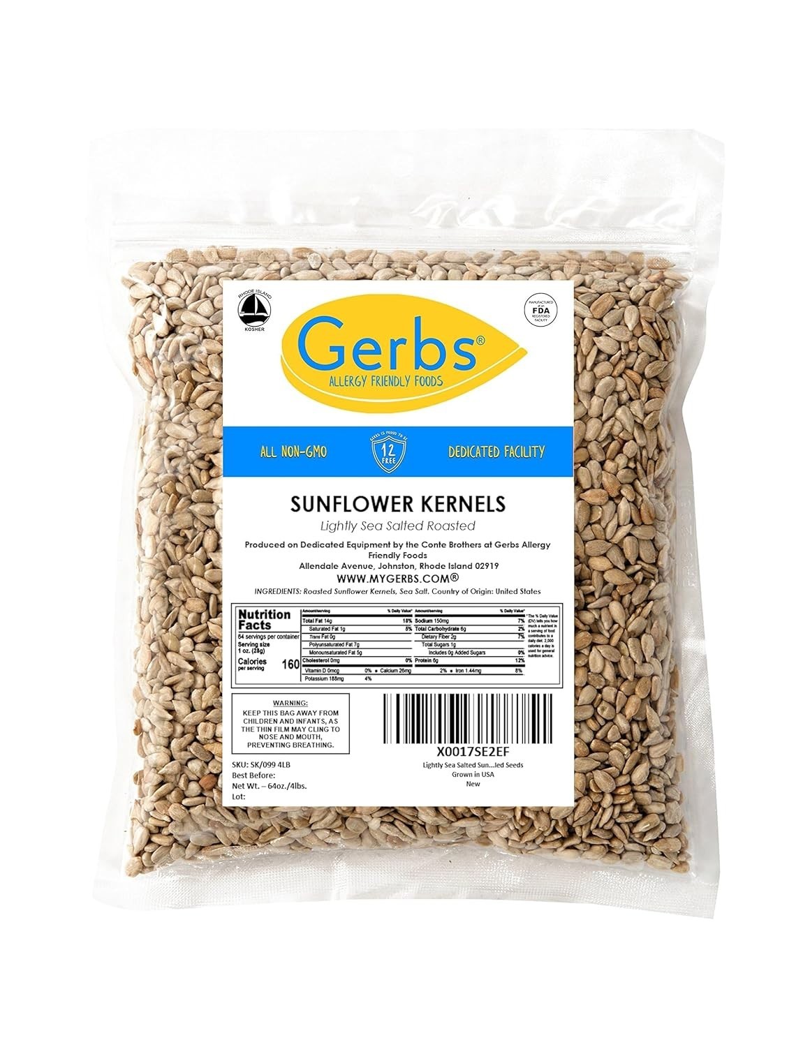 Lightly Sea Salted Sunflower Seed Kernels – 4 LBS Allergen-Free Delight