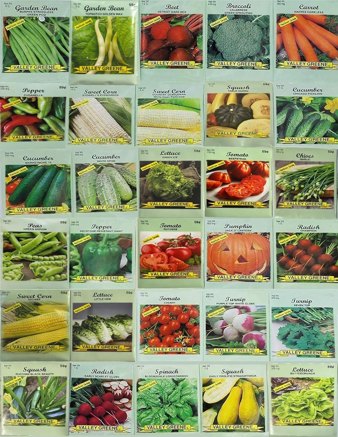 30 Packs of Deluxe Heirloom Vegetable Garden Seeds Non-GMO(Guaranteed 30 Differ
