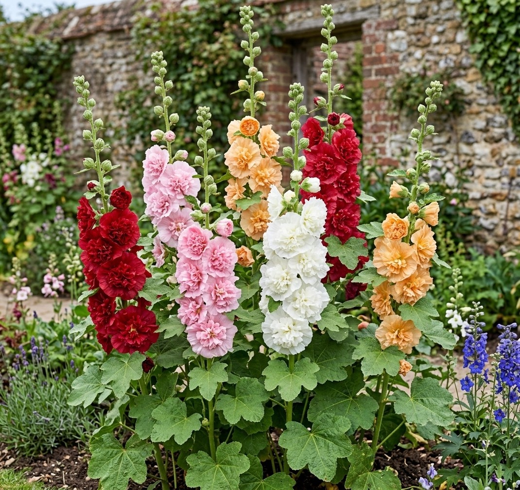 100pcs Alcea Rosea Hollyhock Seeds Ornamental Perennial Flower Garden Decor