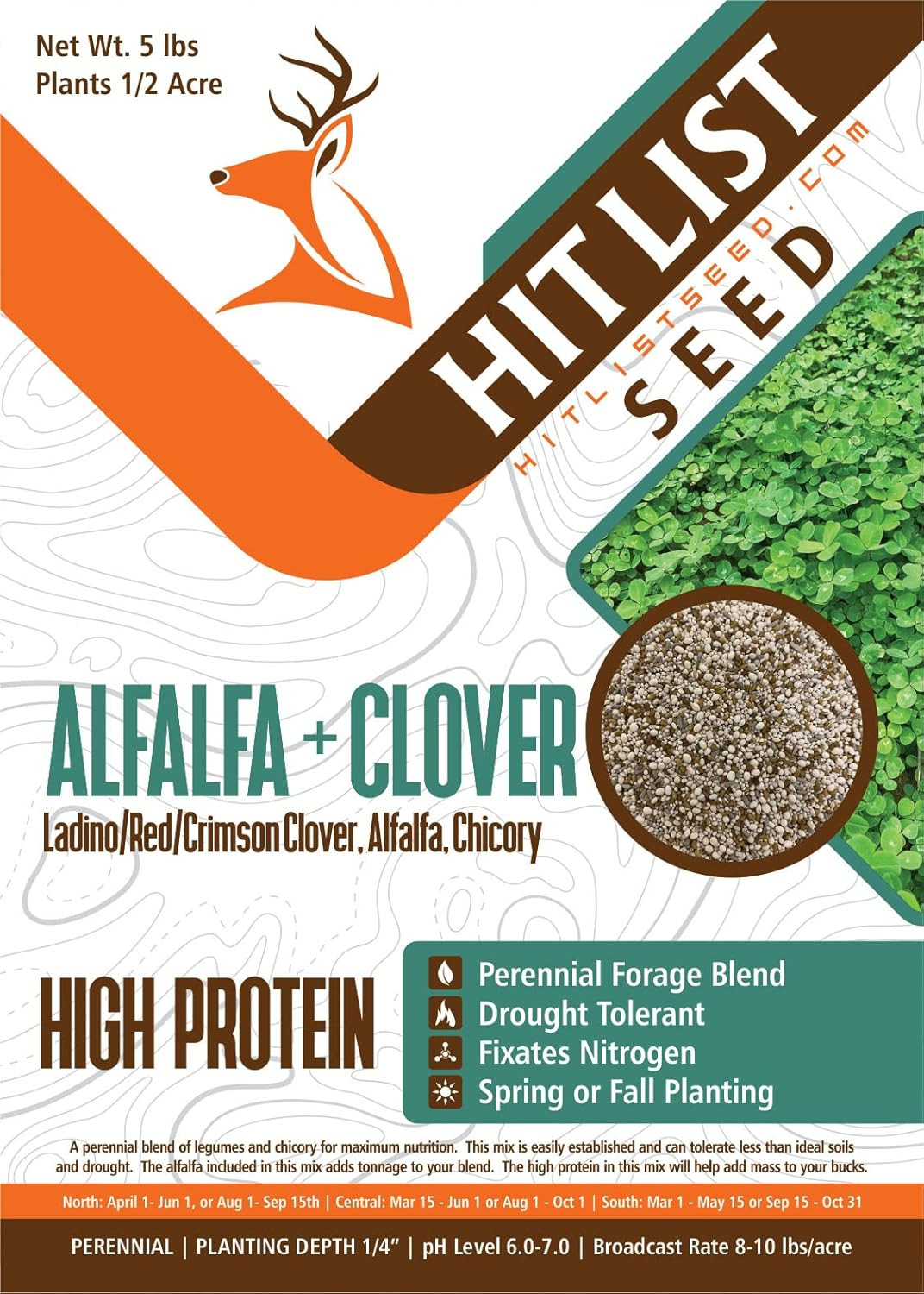 Premium Alfalfa & Clover Deer Food Plot Seeds – Perennial Blend