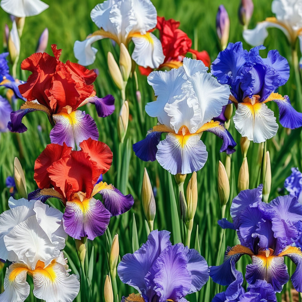 30+ Iris Flower Seeds (Iris siberica) Colorful Mix: Purple, White, Red and Blue