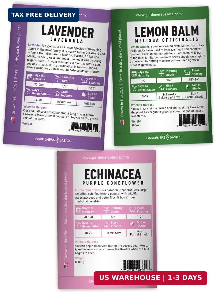 Gardeners Basics, Herbal Tea Seeds for Planting Indoors and Outdoors 5 Variety P