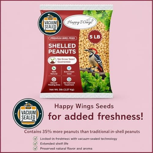 Happy Wings Shelled Peanuts Seeds Wild Bird Food – 5 Pounds I No Grow Seed I …