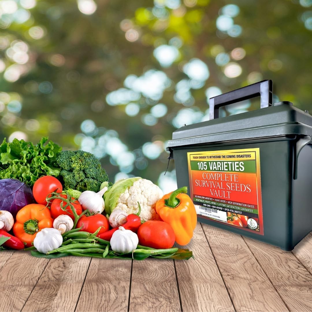 Heirloom Survival Garden Seeds: 105 Non-GMO Varieties, 25+ Yr Shelf Life, Amm…