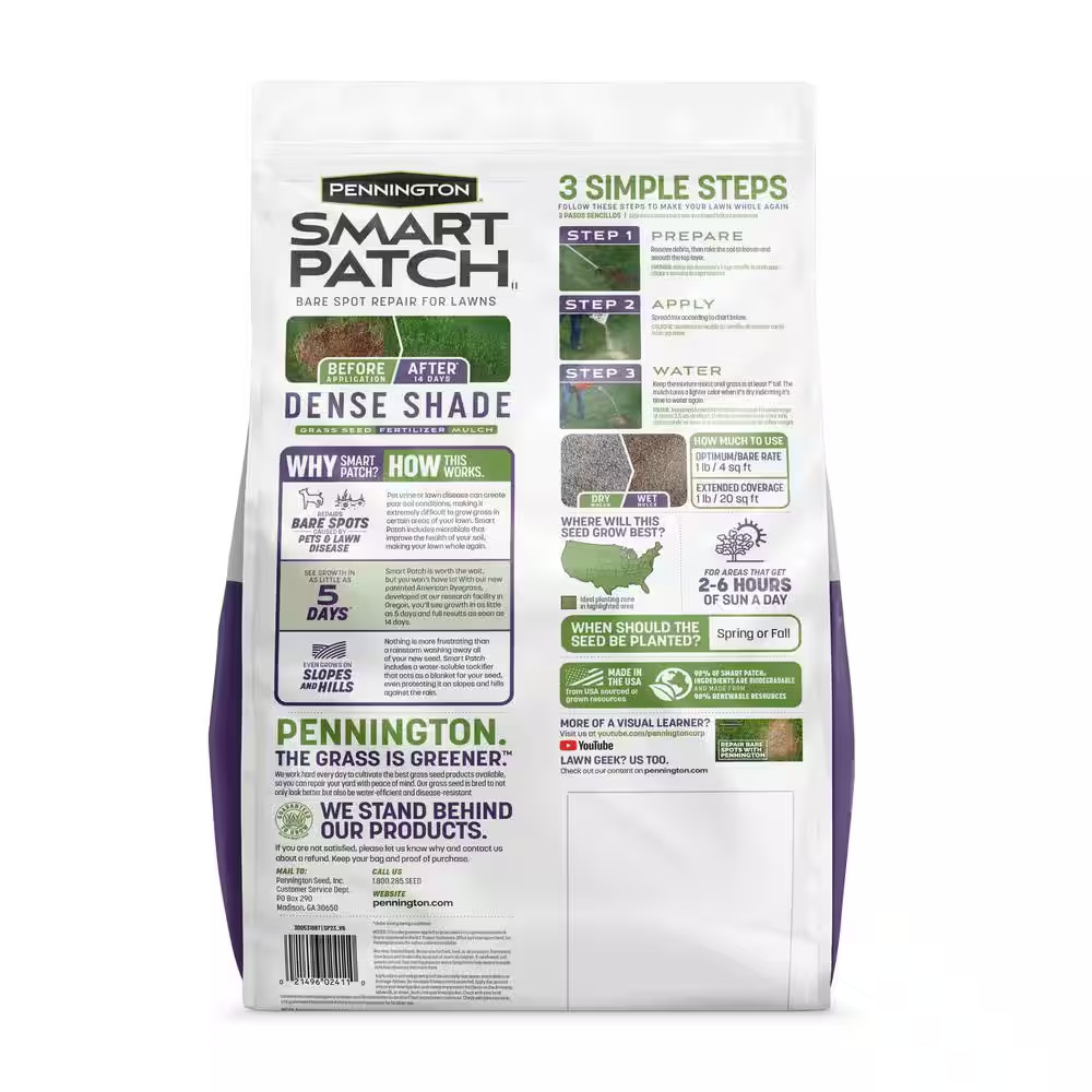 Smart Patch Dense Shade 10 Lb. 200 Sq. Ft. Grass Seed Bare Spot Repair with Mulc