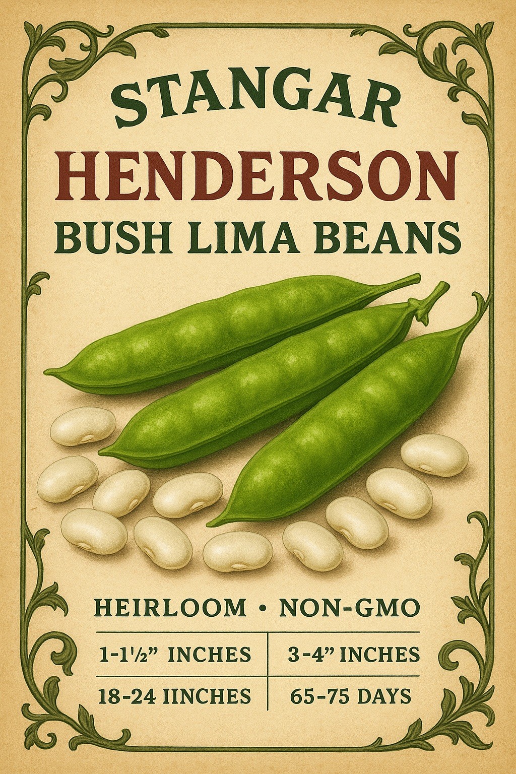 Henderson Bush LIMA BEANS, NON Gmo, 20+ Seeds, Great Tasting and Healthy