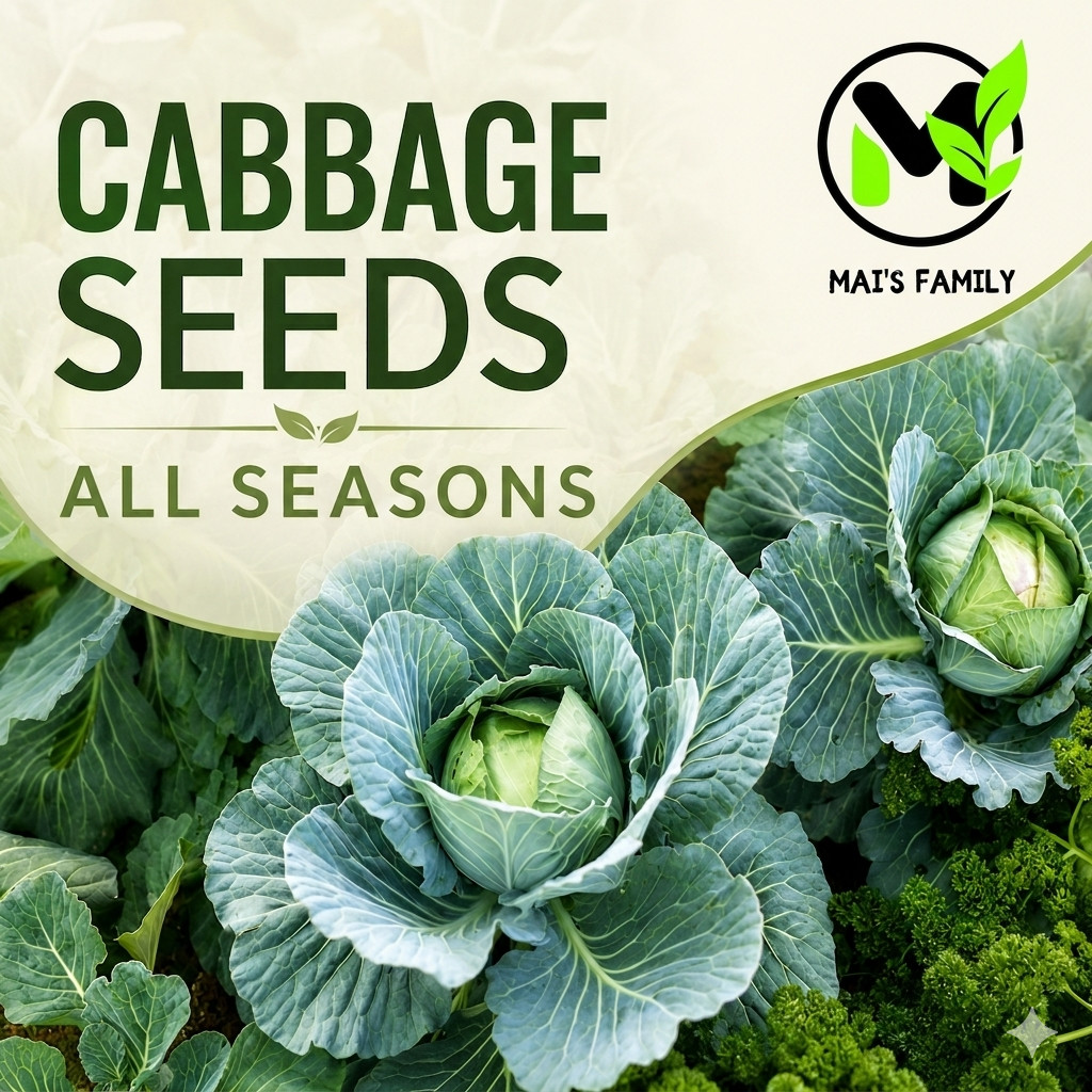 All Seasons Cabbage Seeds, Organic Heirloom Green Cabbage Vegetable Seeds