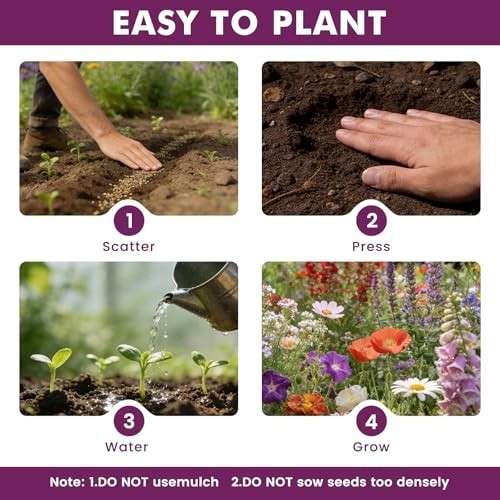 Bulk Wildflower Seeds 10000+ Non-GMO Butterfly Hummingbird Mix, 21 Varieties, Hi