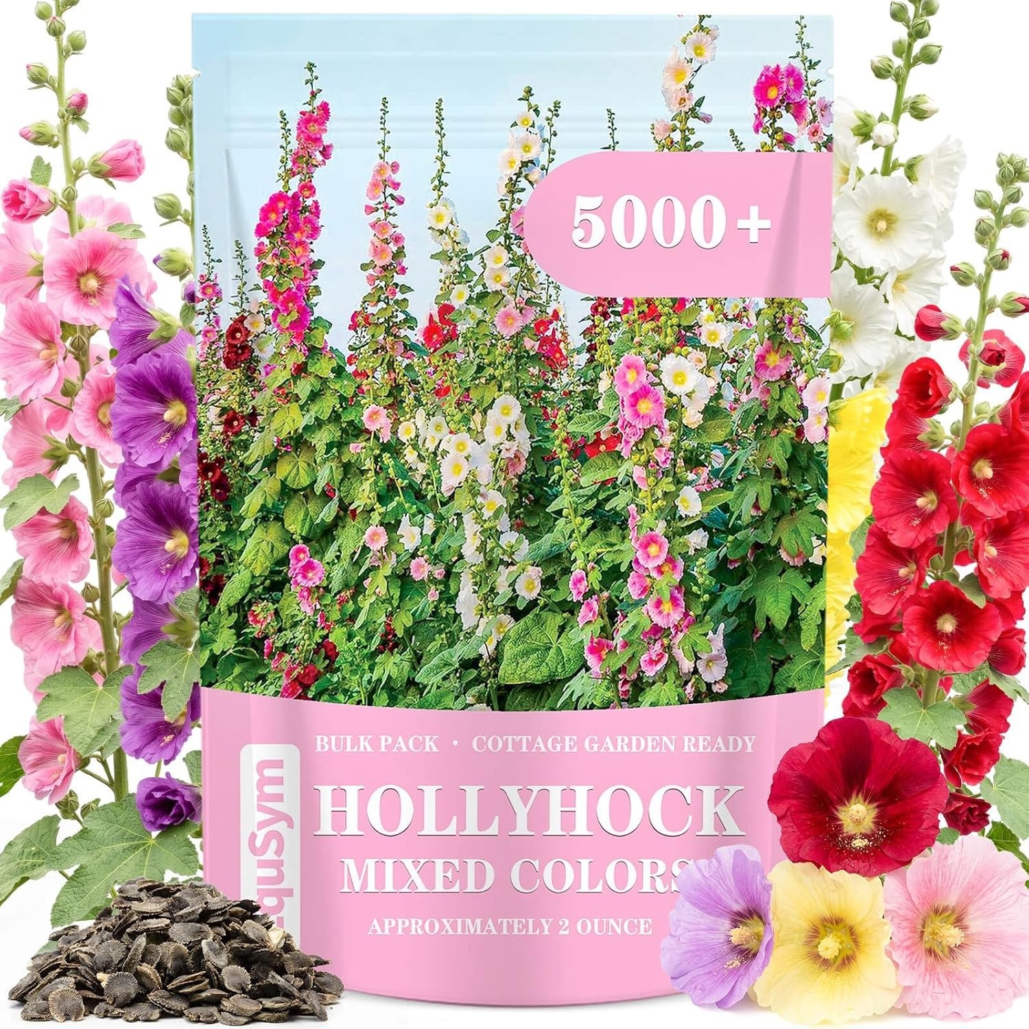 Bulk Pack 5000+ Hollyhock Seeds Mix – Tall Garden Blooms
