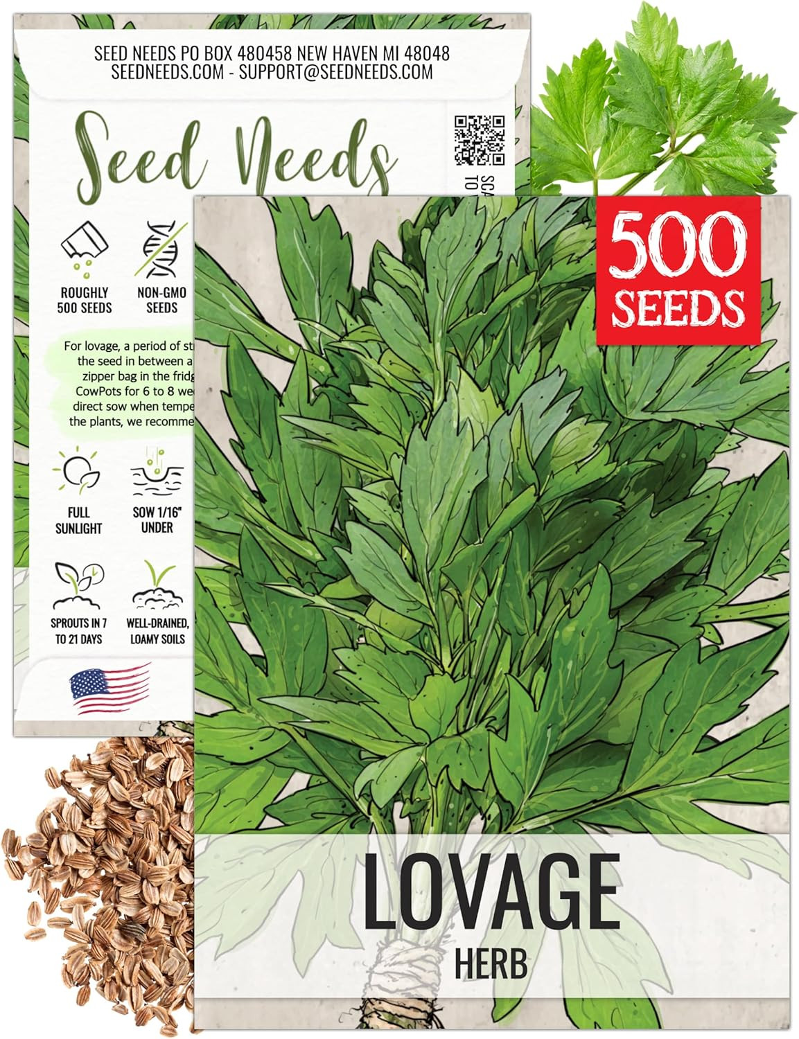 Lovage Seeds for Planting – Non-Gmo Heirloom & Untreated Herbs to Plant a Medici
