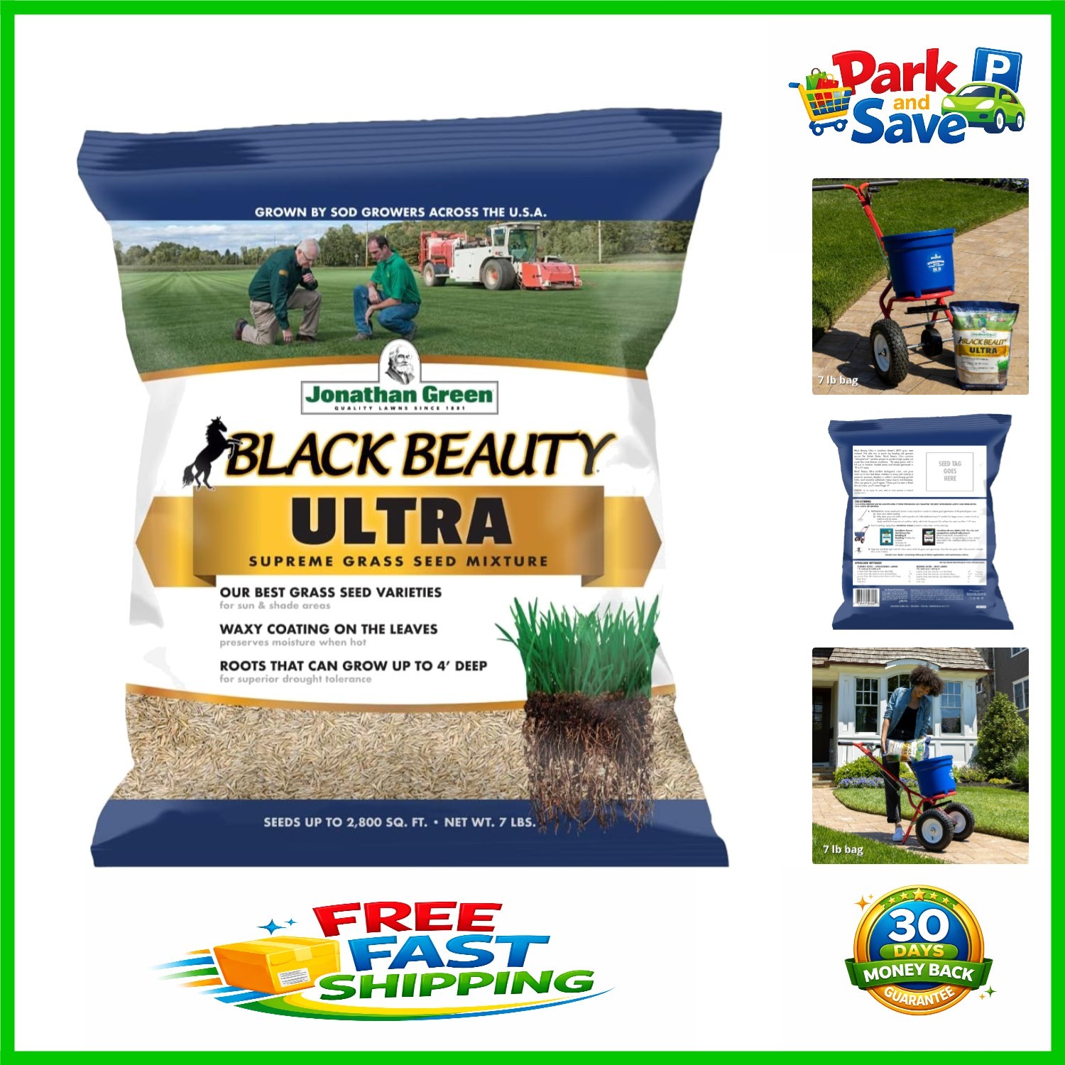 7 lb Black Beauty Ultra Grass Seed for Deep Green Lawns – 1,400 sq. ft. Coverage