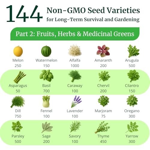 Non-GMO Heirloom Survival Seed Vault – 23,000 Open-Pollinated Seeds, 144 Varieti