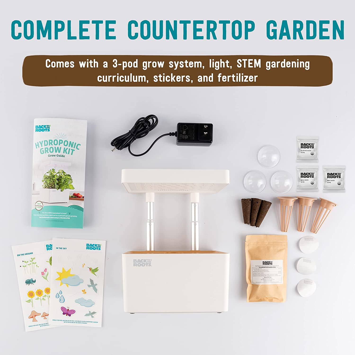 Hydroponic Grow Kit, Indoor (Matte White) Seeds Included Everything Included
