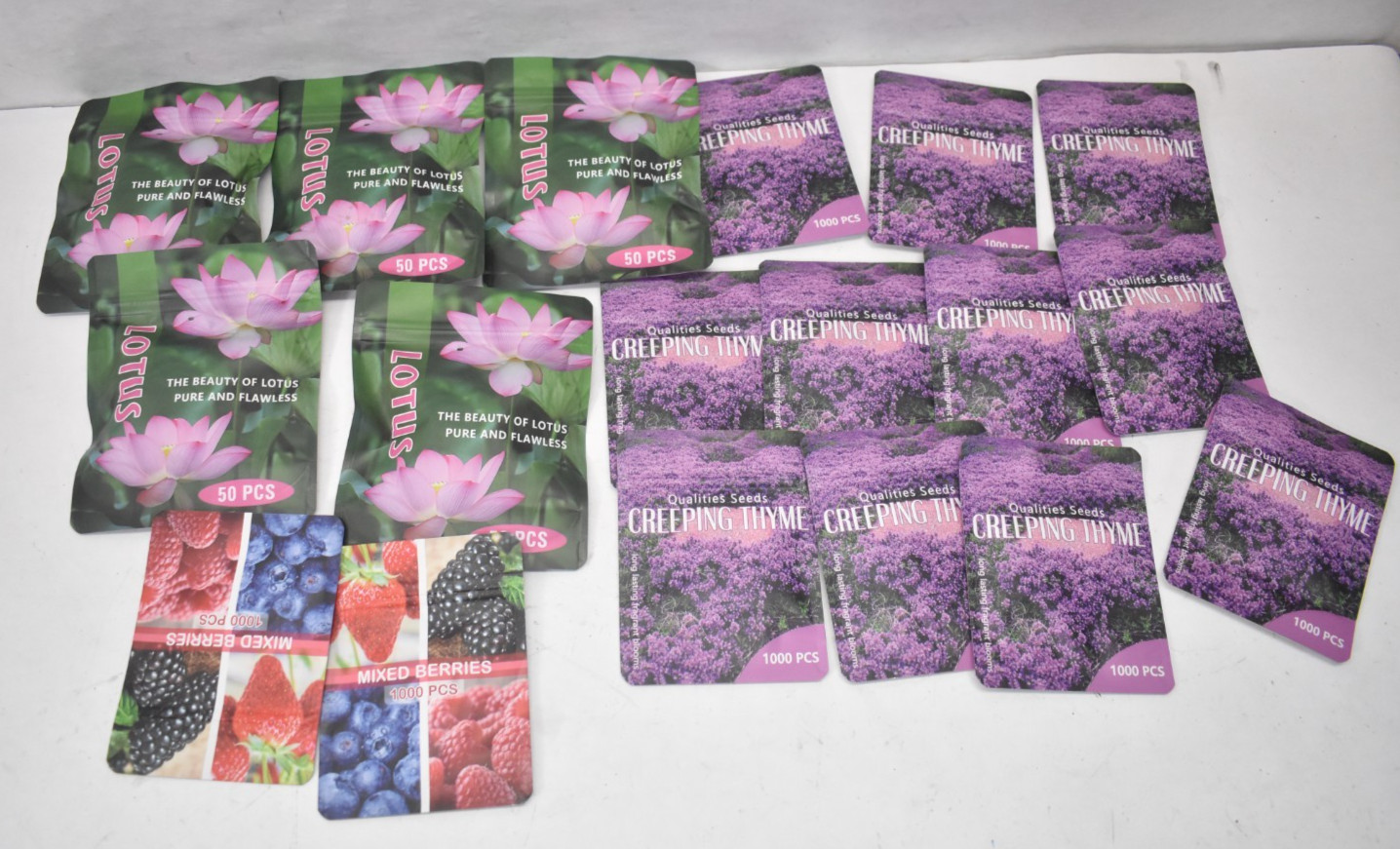 Lot of 18 Planting Seeds Gardening Assorted Berries/Lotus/Creeping Thyme