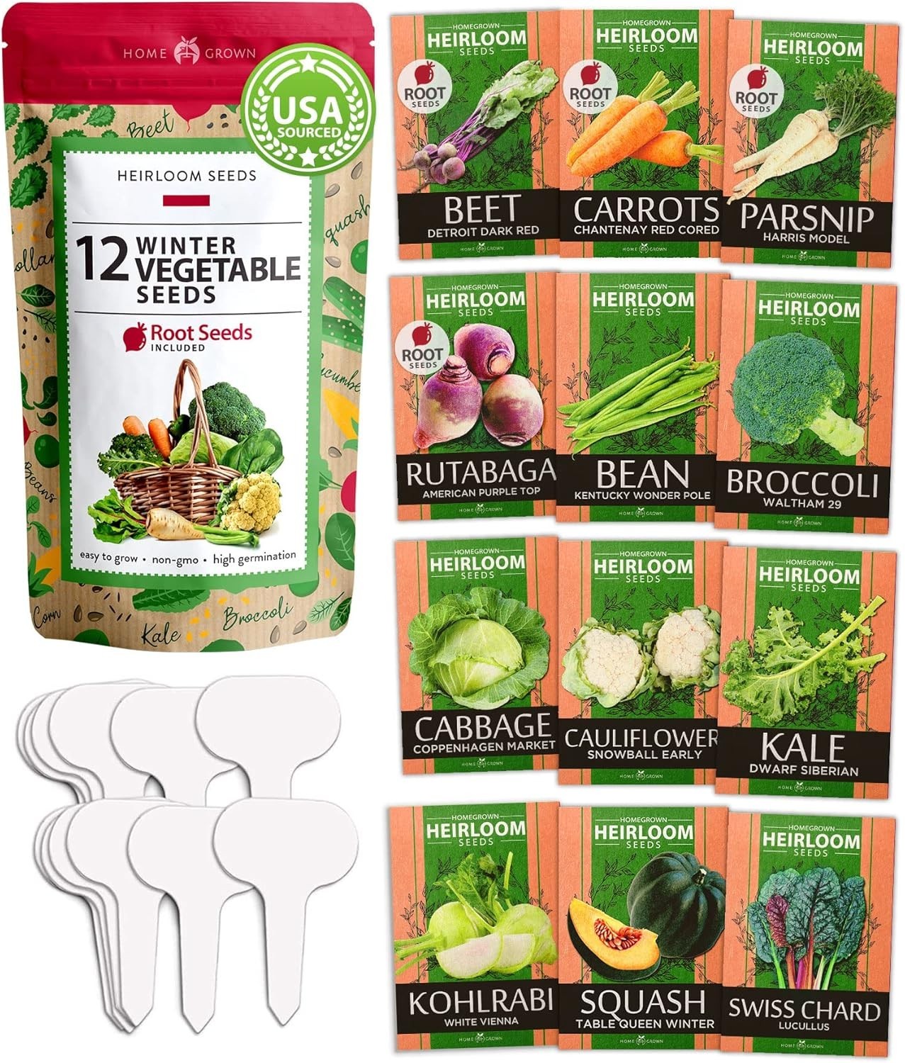 Winter Vegetable Seeds Collection – 12 Organic Heirloom Varieties for Gardeners