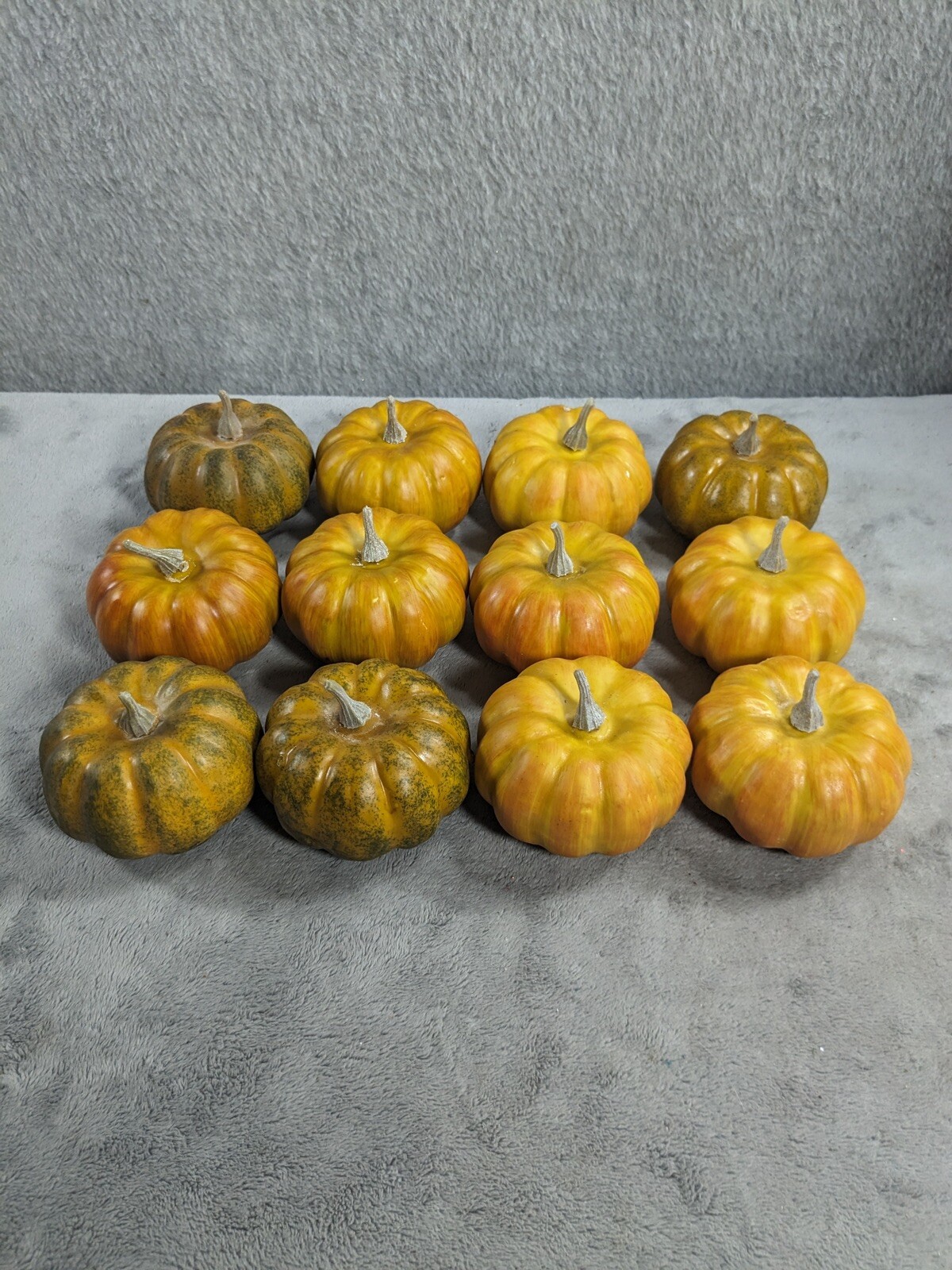 Lot Of 12 Little Foam Pumpkin Miniature Mini Tiny Fall Thanksgiving Props