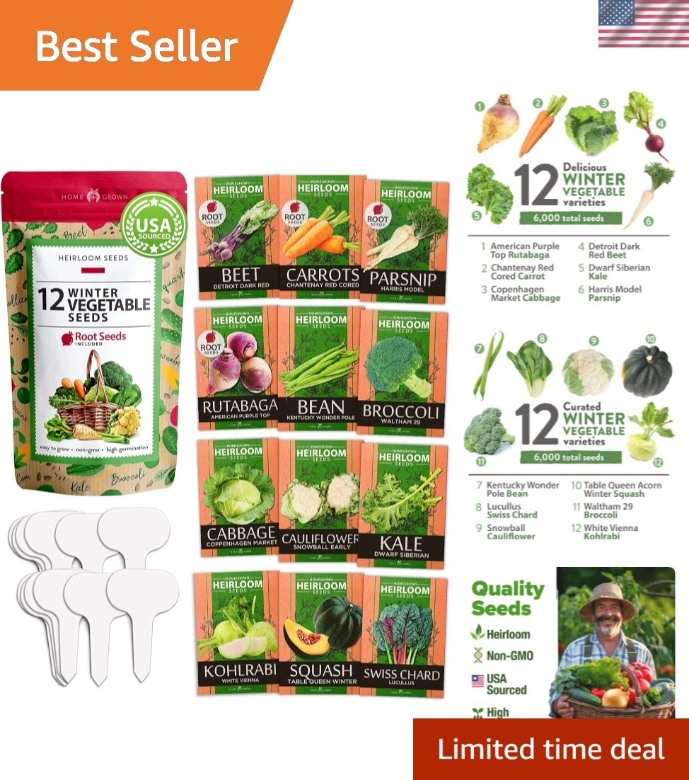 Winter Vegetable Seeds Collection – 12 Organic Heirloom Varieties for Gardeners